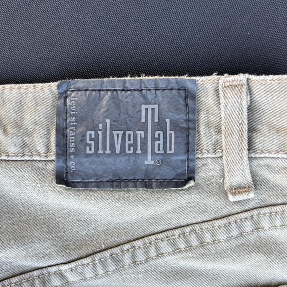 Vintage 90s Levis Silvertab Jeans Mens 30x30 Straight Loose Made in USA Khaki Ta - Picture 5 of 7